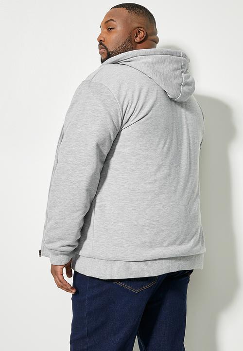 Superbalist - Stockton sherpa lined hoodie plus - grey melange