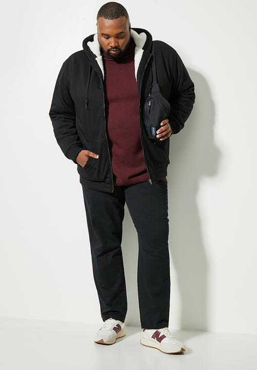Superbalist - Stockton sherpa lined hoodie plus - black