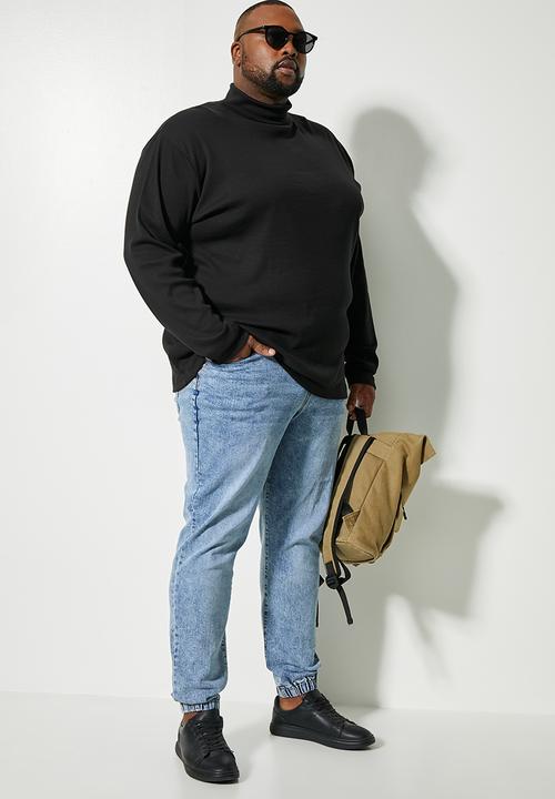 Superbalist - Sochi long sleeve plus ribbed roll neck tee - black