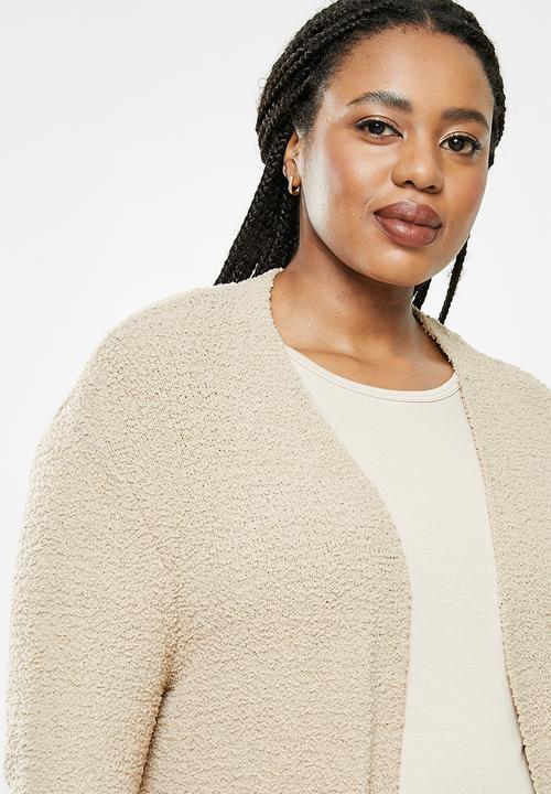 Glamorous - Plus full length cardi - stone