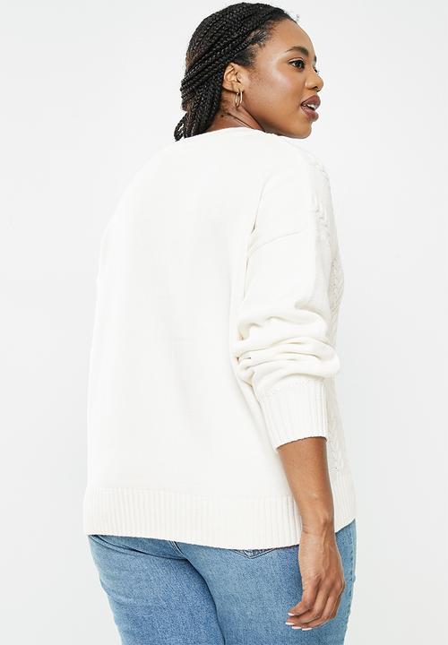 Glamorous - Plus button cardigan - cream
