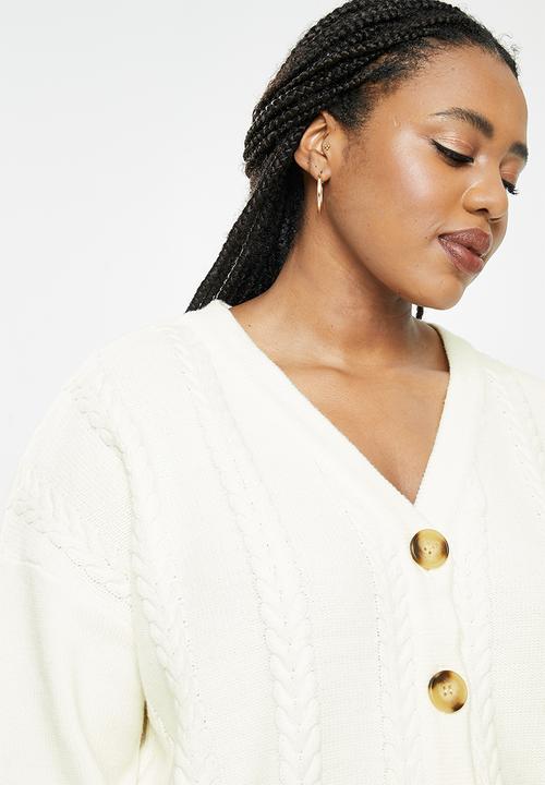 Glamorous - Plus button cardigan - cream