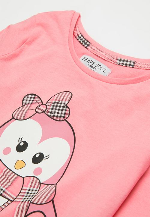 Brave Soul - Long sleeve tee and short pj set - pink