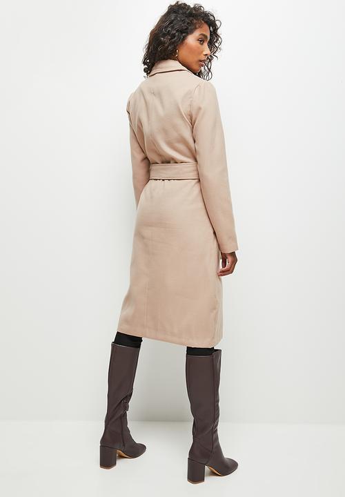 edit - Belted wrap coat - taupe