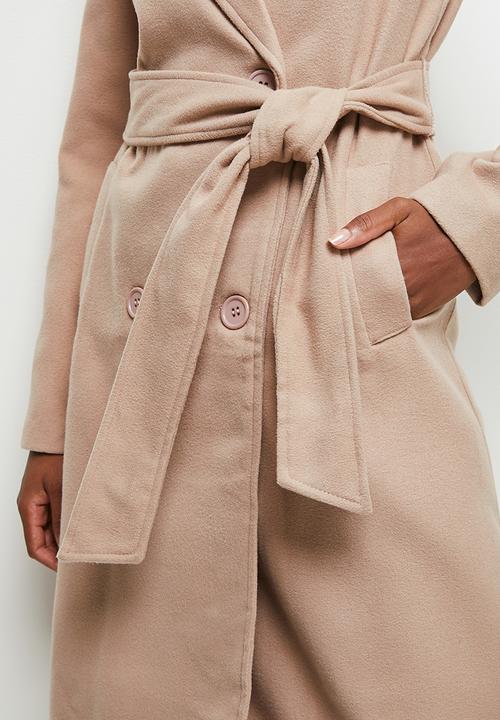 edit - Belted wrap coat - taupe