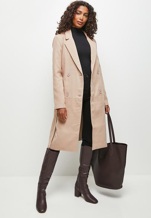 edit - Belted wrap coat - taupe