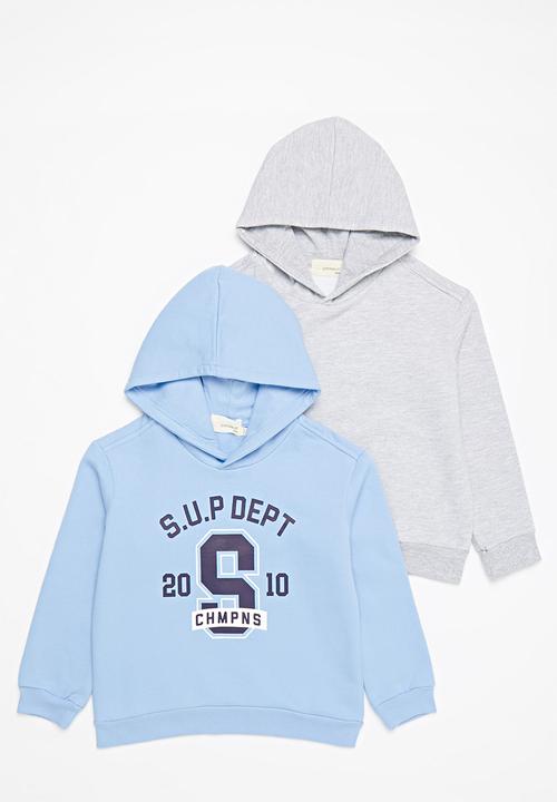 Superbalist Kids - 2 Pack graphic hooded sweatshirt - grey & light blue