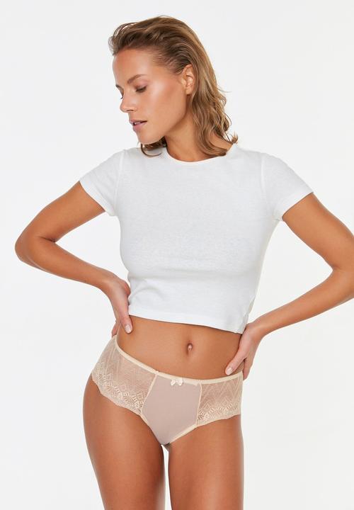 Trendyol - 2-pack lace panties - black & neutral