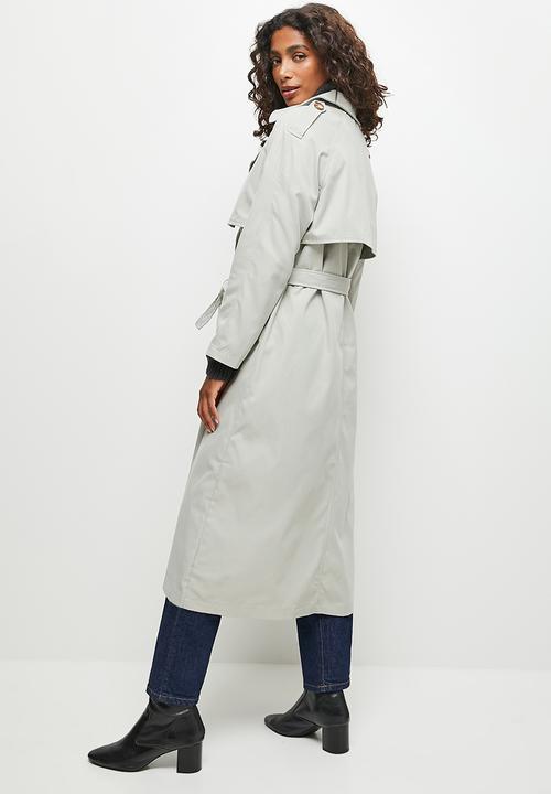 edit - Raglan sleeve trench - light sage