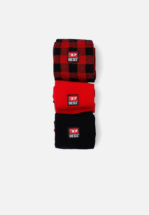 Diesel  - Skm-hermine three pack socks - red & black