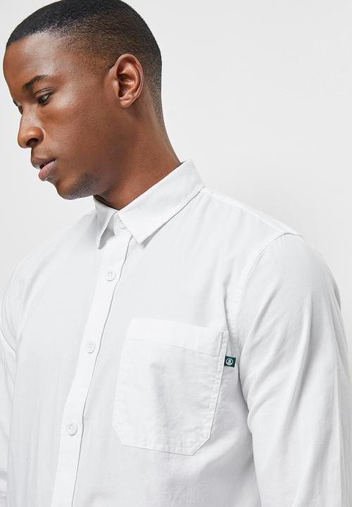 Lark & Crosse - Regular fit oxford dobby long sleeve shirt - white