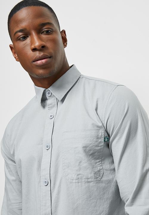 Lark & Crosse - Regular fit oxford dobby long sleeve shirt - grey