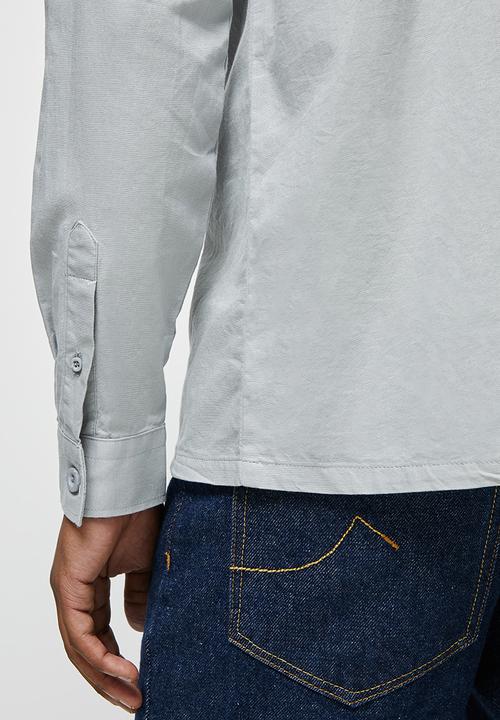 Lark & Crosse - Regular fit oxford dobby long sleeve shirt - grey