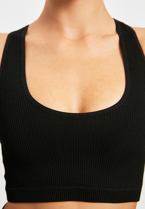 Trendyol - Seamless ribbed sports bra - black