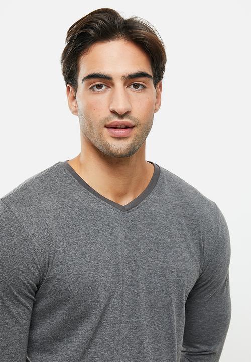 Superbalist - Slim fit stretch knit long sleeve sleep set - charcoal 