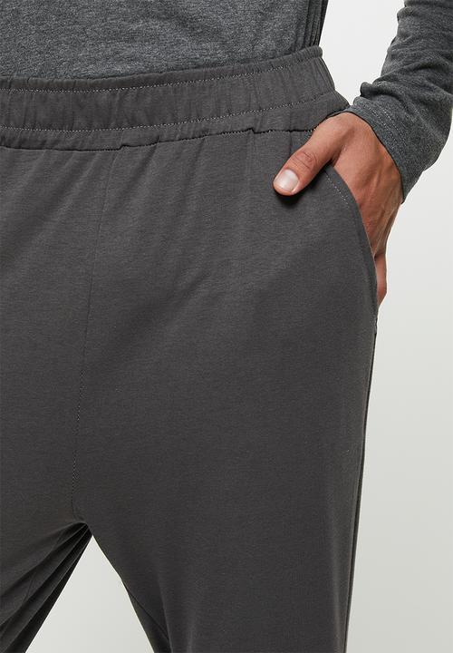 Superbalist - Slim fit stretch knit long sleeve sleep set - charcoal 