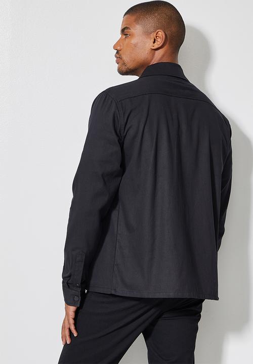 Superbalist - Regular fit double pocket utility shirt - black