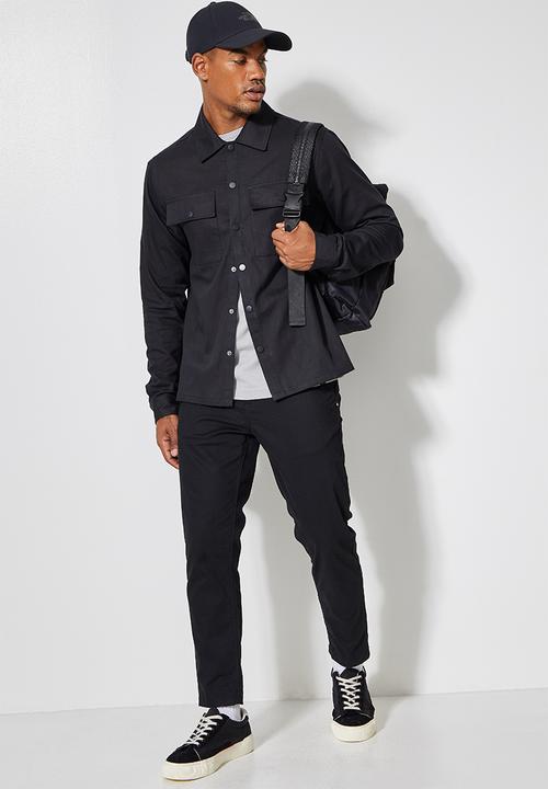 Superbalist - Regular fit double pocket utility shirt - black