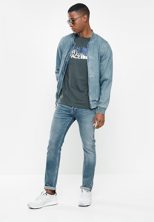 The North Face - M short sleeve mountain line tee - mid-blue