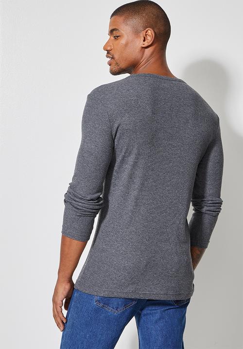 Superbalist - Brando long sleeve muscle fit crew neck tee - charcoal melange