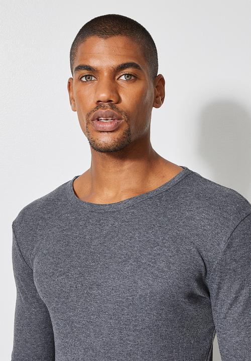 Superbalist - Brando long sleeve muscle fit crew neck tee - charcoal melange