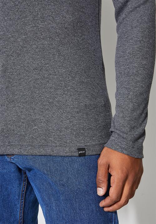 Superbalist - Brando long sleeve muscle fit crew neck tee - charcoal melange