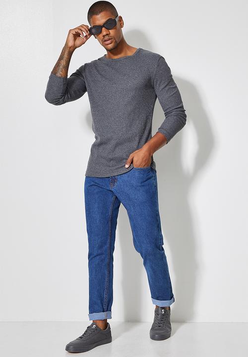 Superbalist - Brando long sleeve muscle fit crew neck tee - charcoal melange
