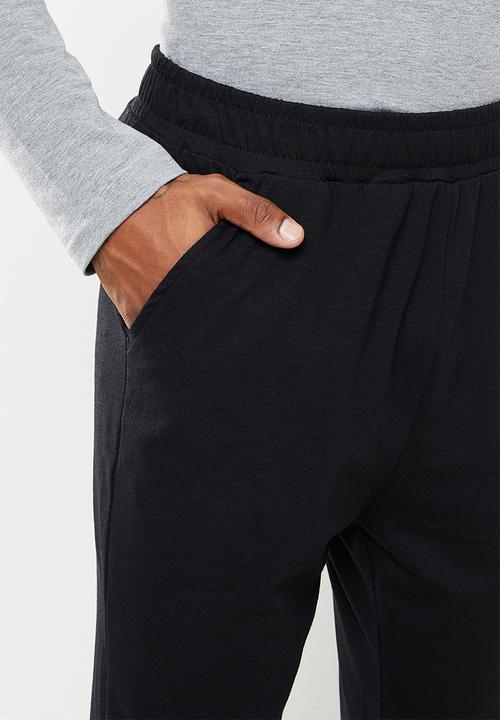 Superbalist - Slim fit stretch knit long sleeve sleep set - grey & black