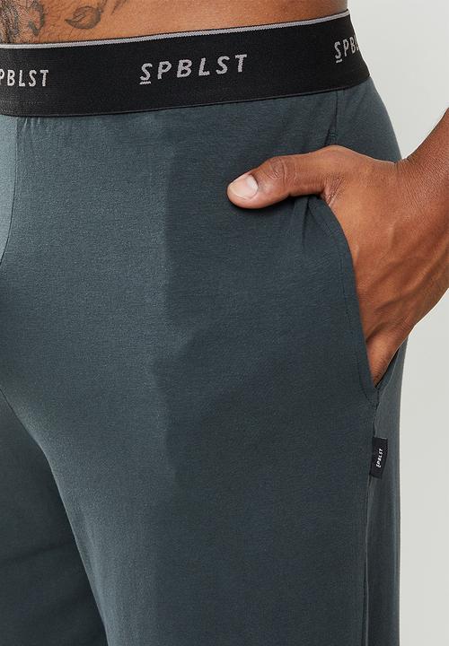 Superbalist - Premium ribbed crew neck  & lounge pant sleep set - navy melage & atlantic grey
