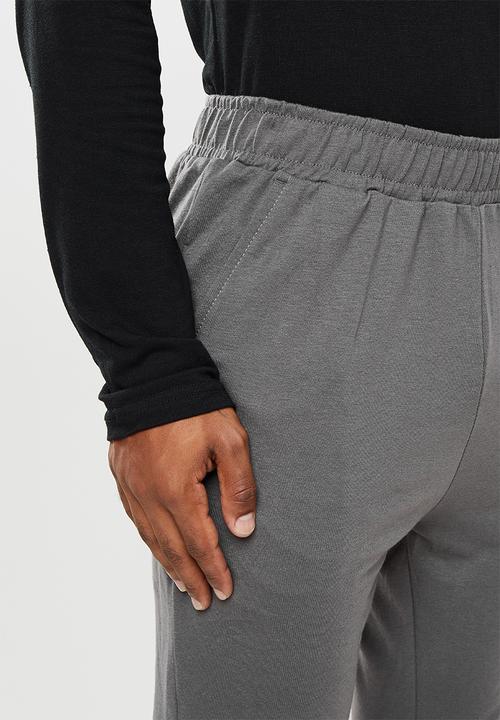 Superbalist - Slim fit stretch knit long sleeve sleep set - black & grey