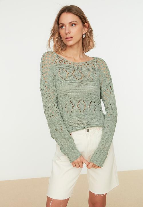Trendyol - Openwork sweater - green
