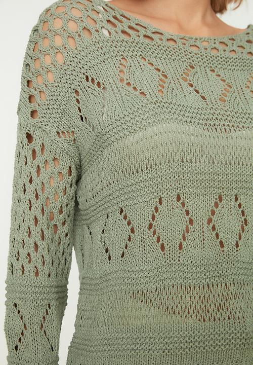 Trendyol - Openwork sweater - green