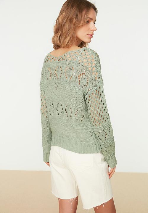 Trendyol - Openwork sweater - green