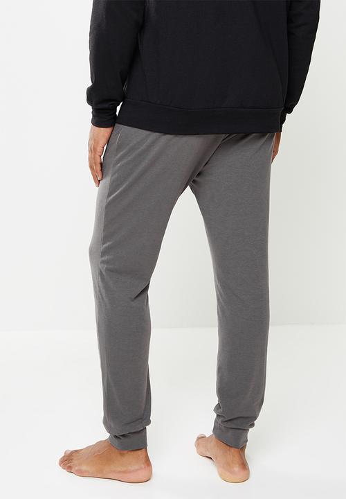 Superbalist - Regular fit knit cuffed lounge pants - grey mel