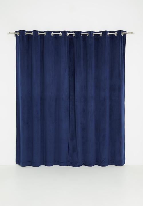 Sixth Floor - Velvet eyelet curtain 2 pack - navy blue