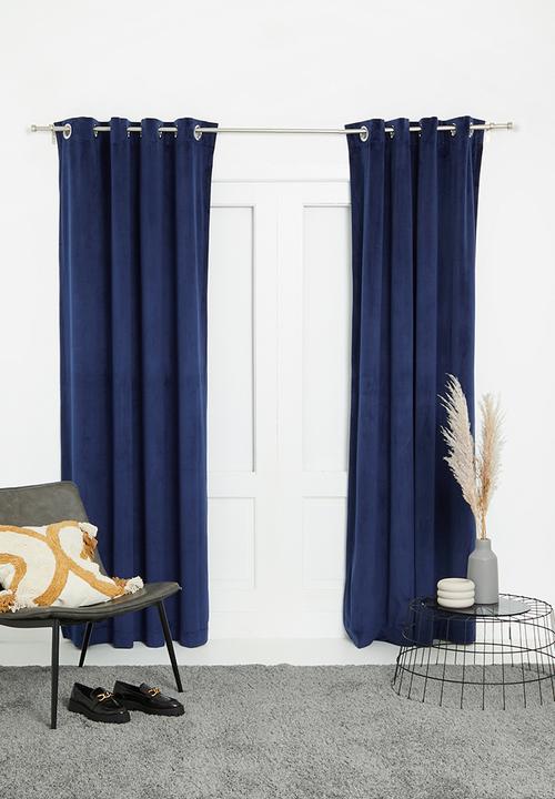 Sixth Floor - Velvet eyelet curtain 2 pack - navy blue