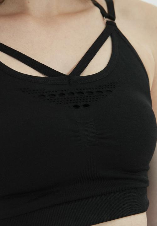 Trendyol - Seamless strap detailed sports bra - black