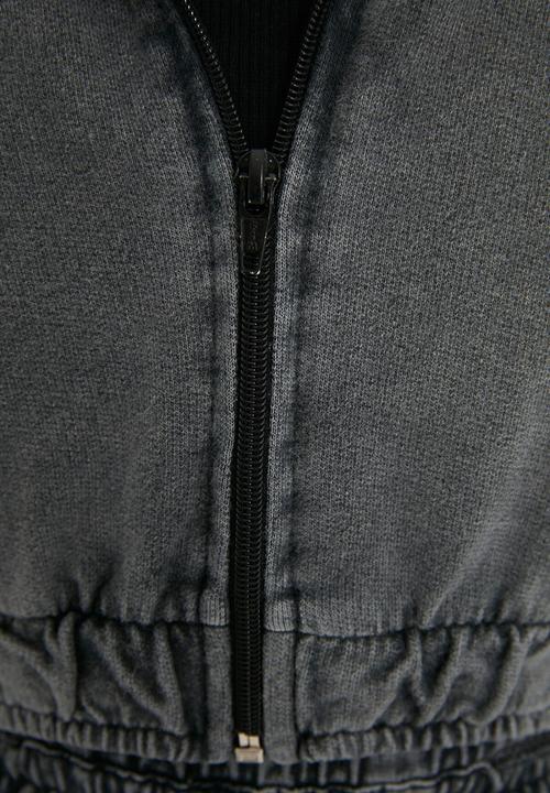 Trendyol - Hooded washed crop thin knitted sweatshirt - grey
