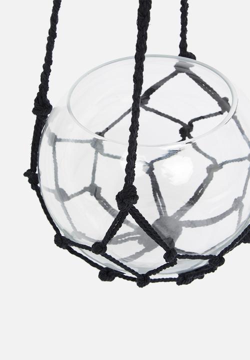 Macrame & Co - Neith macrame hanging planter - black