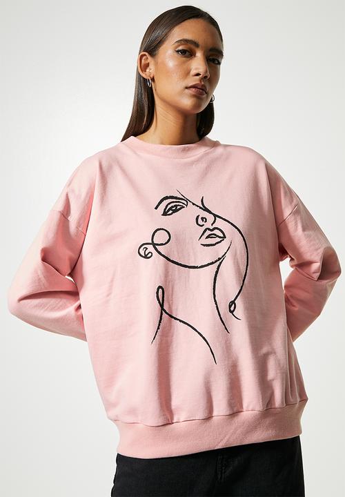 Superbalist - Graphic crew neck sweat - pink marshmallow