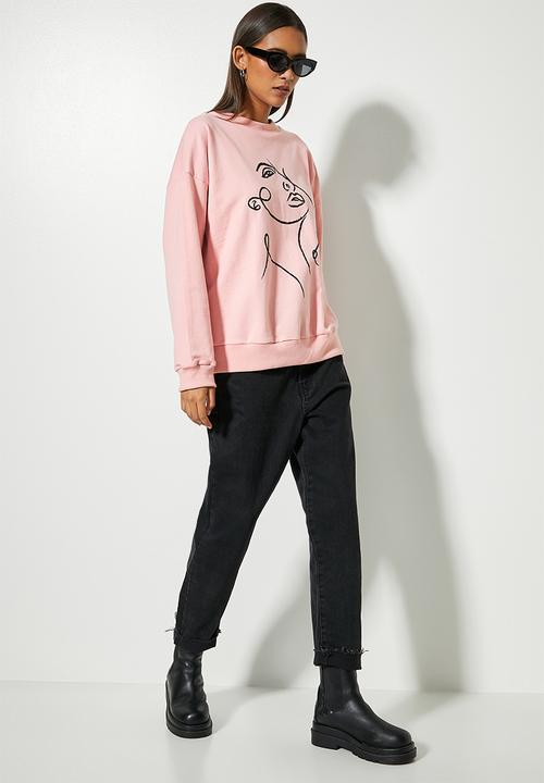 Superbalist - Graphic crew neck sweat - pink marshmallow