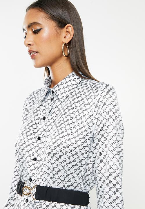 SISSY BOY - Shirt dress with belt - black & white