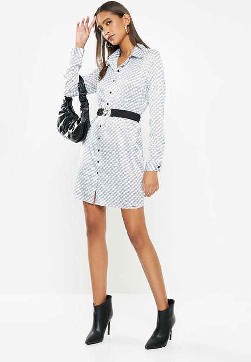 SISSY BOY - Shirt dress with belt - black & white