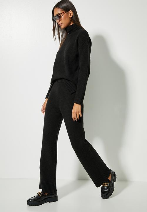 Superbalist - Wide leg pants knitwear - black