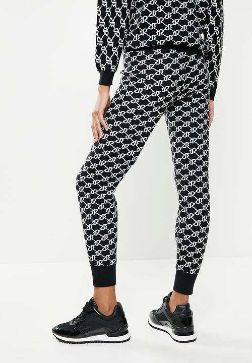 SISSY BOY - All over branded knit track pants - black & off white