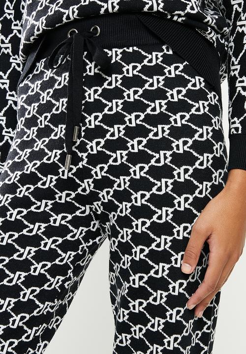 SISSY BOY - All over branded knit track pants - black & off white