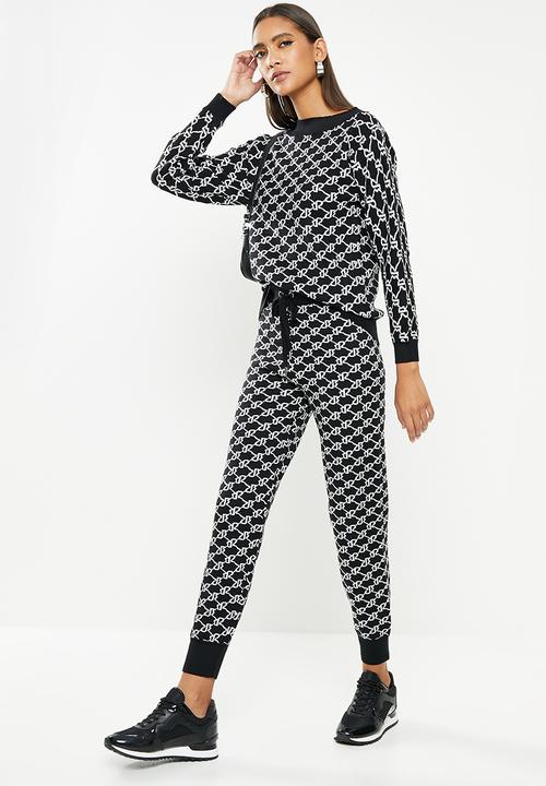 SISSY BOY - All over branded knit track pants - black & off white