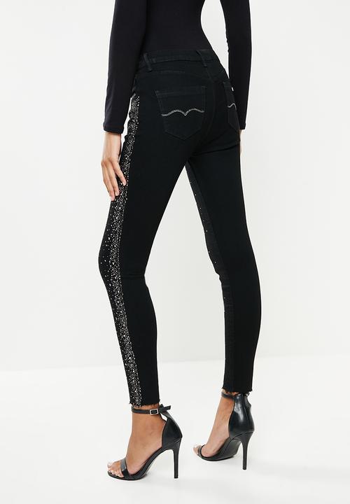 SISSY BOY - Axel skinny with side seam bling - black