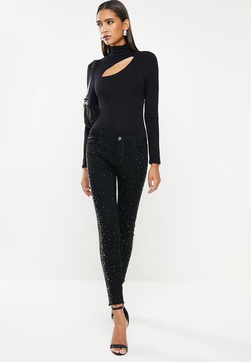 SISSY BOY - Axel skinny with side seam bling - black