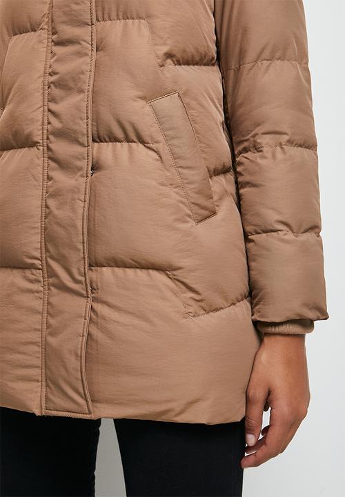 edit - Quilted hooded puffer jacket - taupe